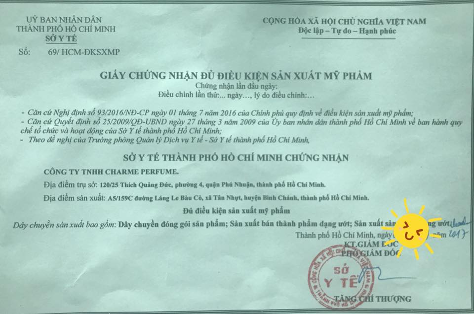 Giấy chứng nhận đủ điều kiện sản xuất mỹ phẩm